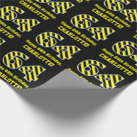 Black & Yellow Striped "64"; 64th Birthday + Name