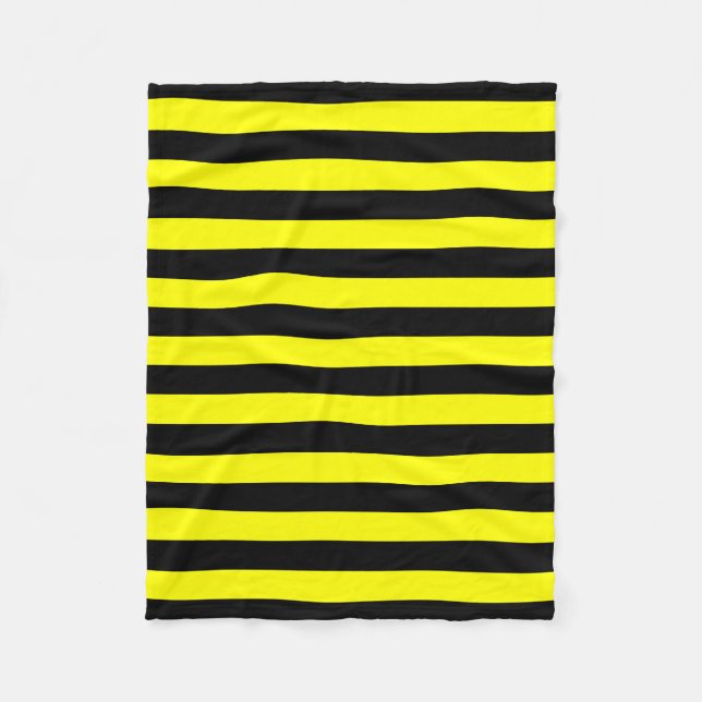 Black & Yellow Stripes Pattern Fleece Blanket (Front)