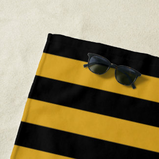 Black Yellow Stripes Pattern {pick your color} Beach Towel