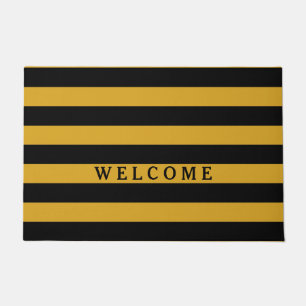 Black Yellow Stripes Pattern {pick your color} Doormat