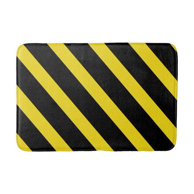 Black & Yellow Stripes Striped Bath Mat (Front)