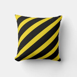 Black & Yellow Stripes Striped Cushion