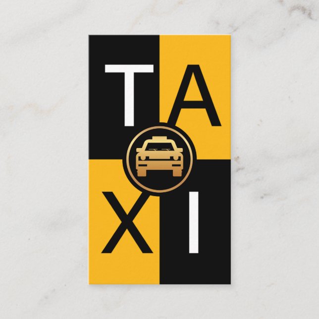 Black Yellow Taxi Checked Box Driving Business Card (Front)
