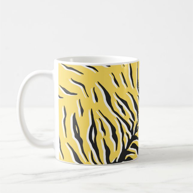 Black-yellow tiger stripes: vintage pattern. coffee mug (Left)
