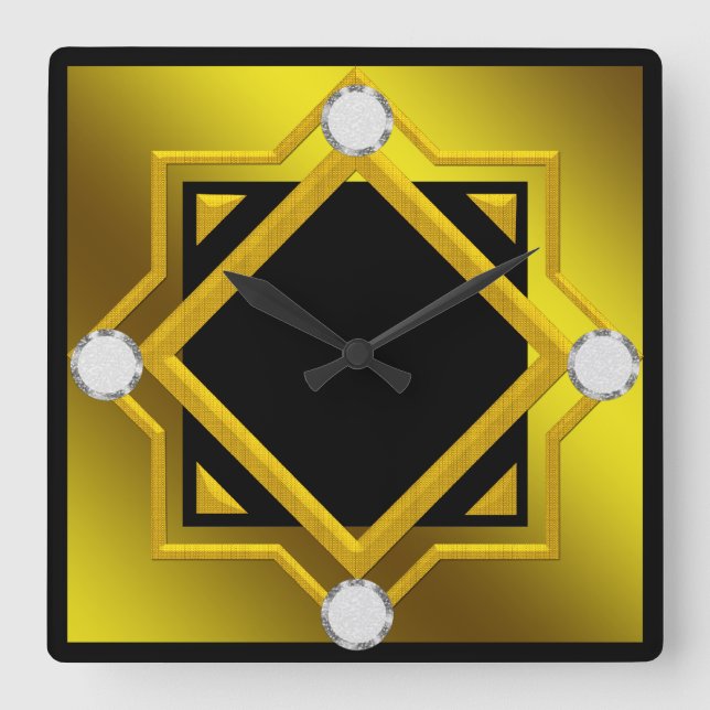 Black Yellow Toned Wall Clock (Front)