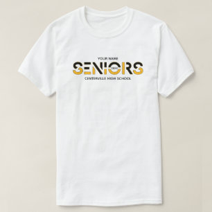 Black & Yellow Two-Colour Seniors Sliced Letters T-Shirt