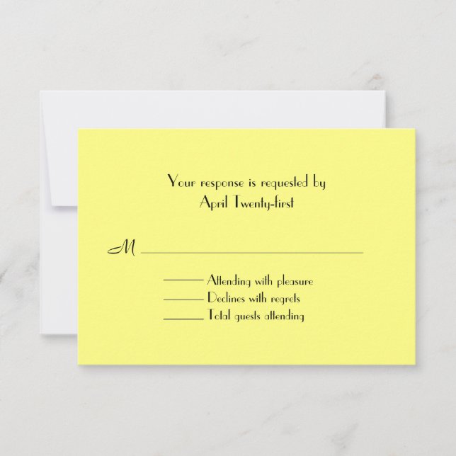 Black & Yellow Wedding RSVP Card (Front)
