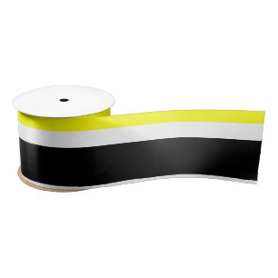 Black yellow white and gray stripes  satin ribbon