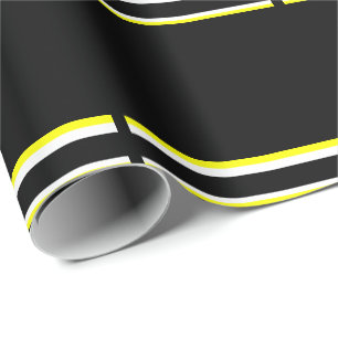 Black yellow white and gray stripes  wrapping paper