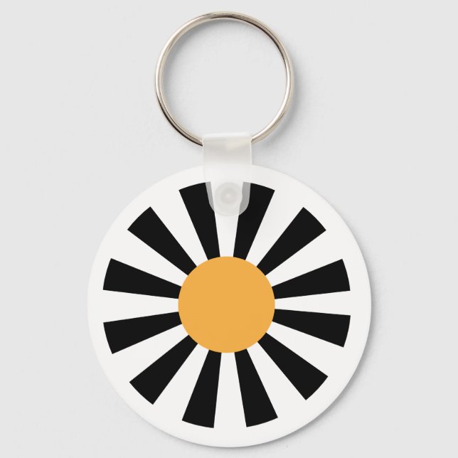 black yellow white retro daisy  key ring (Back)