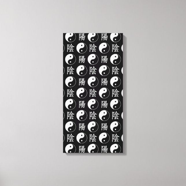 Black Yinyang Symbol Chinese Text Pattern Canvas Print (Front)