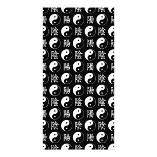 Black Yinyang Symbol Chinese Text Pattern Photo Print