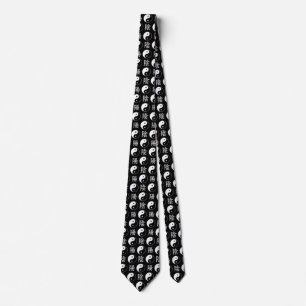 Black Yinyang Symbol Chinese Text Pattern Tie
