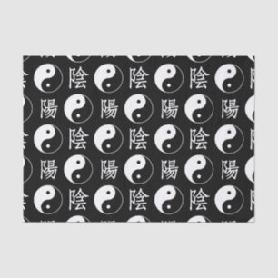 Black Yinyang Symbol Chinese Text Pattern Tissue Paper