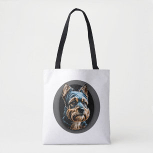 black yorkshire terrier tote bag