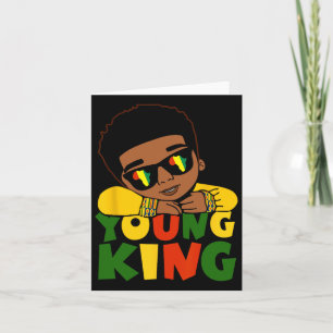 Black Young King Black History Month Kids Afro Boy Card
