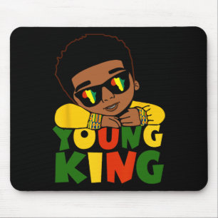 Black Young King Black History Month Kids Afro Boy Mouse Pad