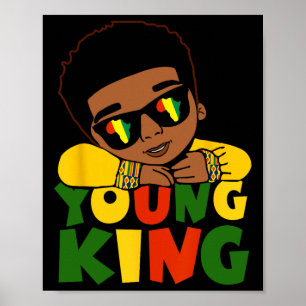 Black Young King Black History Month Kids Afro Boy Poster