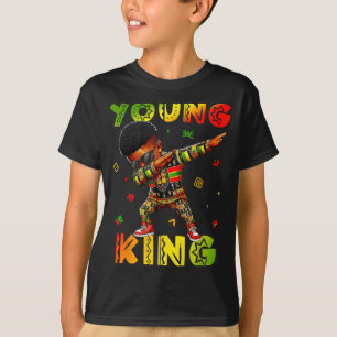 Black Young King Black History Month Kids Afro Boy T-Shirt