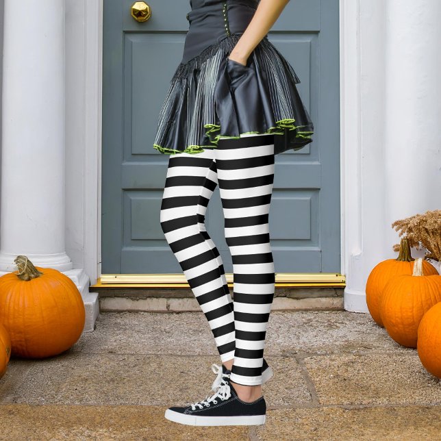 Black & Your Colour Stripe Wicked Witch Halloween Leggings (Creator Uploaded)