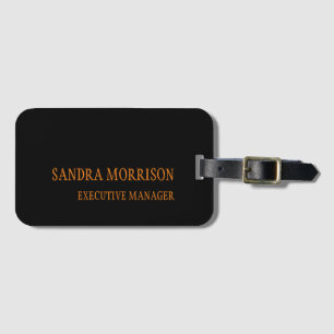 Black Your Name Minimalist Personal Modern Luggage Tag