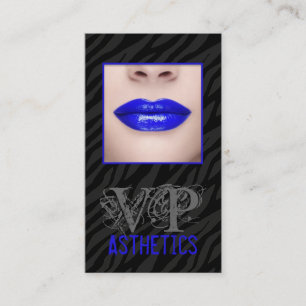 Black Zebra Print Blue Lips Make Up Business Card
