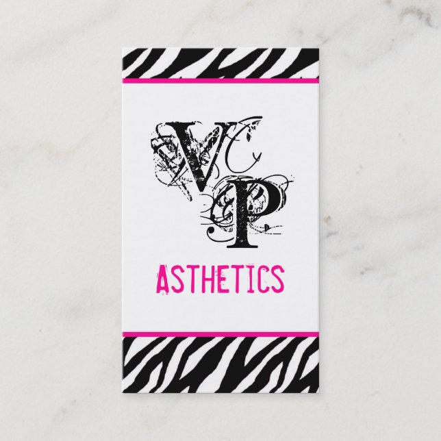 Black Zebra Print Hot Pink Interior Business Card (Front)