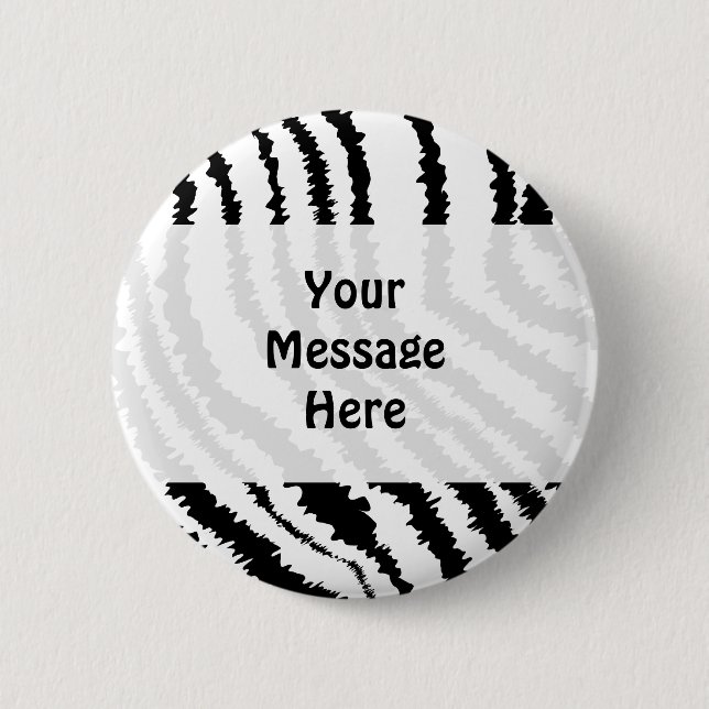 Black Zebra Print Pattern. 6 Cm Round Badge (Front)