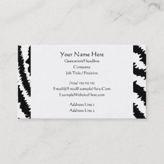 Black Zebra Print Pattern. Business Card