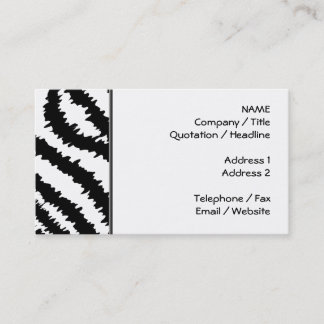 Black Zebra Print Pattern. Business Card