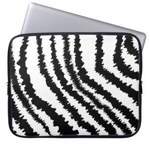 Black Zebra Print Pattern. Laptop Sleeve