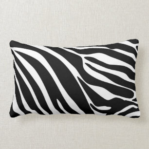 Black Zebra Print Pattern Lumbar Cushion