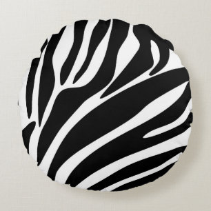 Black Zebra Print Pattern Round Cushion