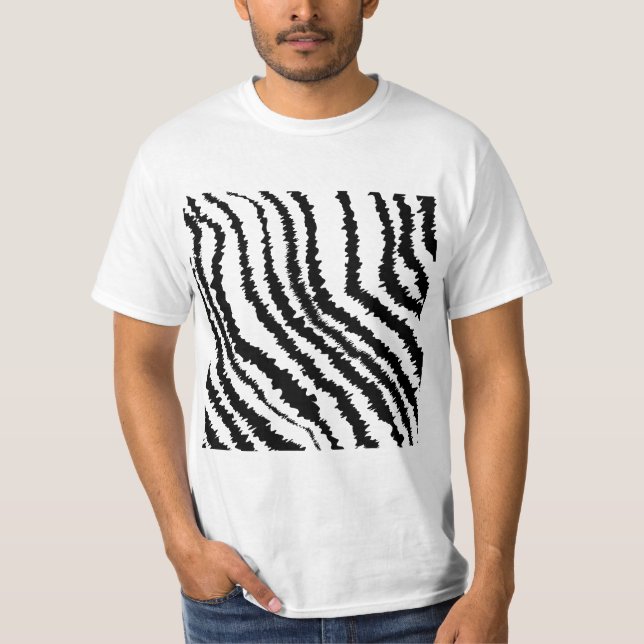 Black Zebra Print Pattern. T-Shirt (Front)