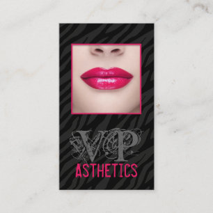 Black Zebra Print Pink Lips Make Up Business Card
