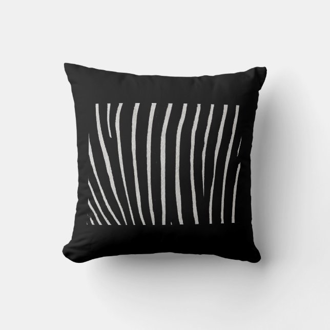 Black Zebra Print Throw Pillow (Front)