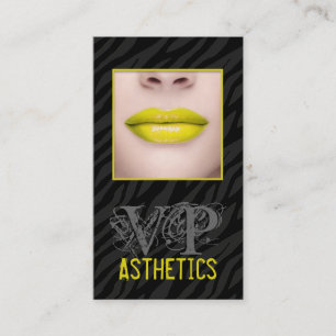 Black Zebra Print Yello Lips Make Up Business Card