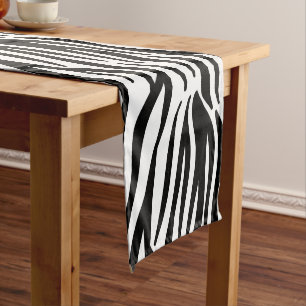 Black Zebra Stripe Short Table Runner