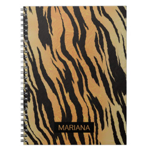 Black Zebra Stripes Gold Background Notebook
