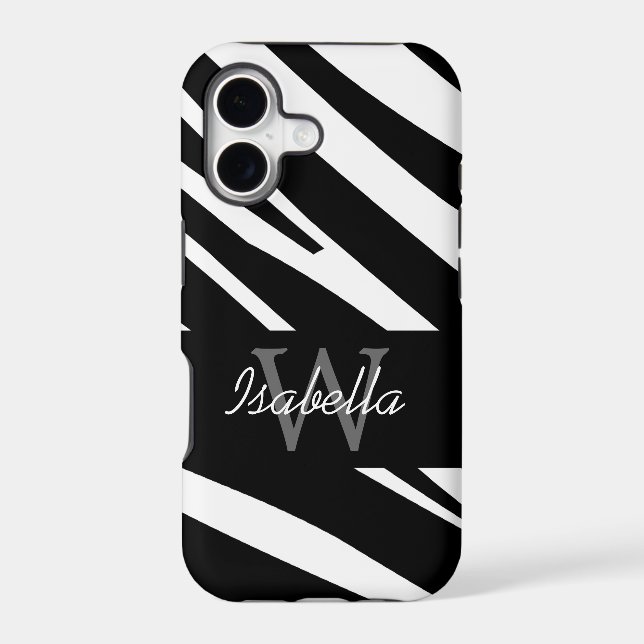 BLACK ZEBRA STRIPES INITIAL NAME (Back)