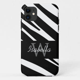 BLACK ZEBRA STRIPES INITIAL NAME Case-Mate iPhone CASE
