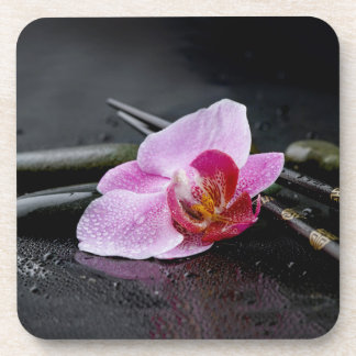 Black zen orchid coaster