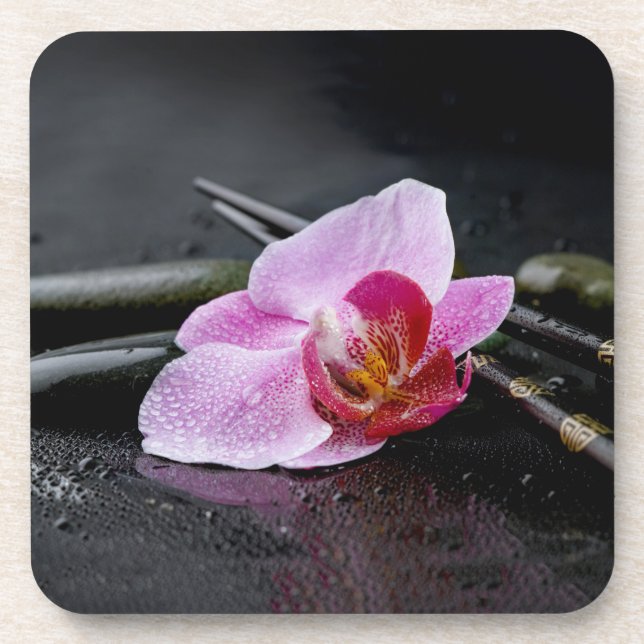 Black zen orchid coaster (Front)