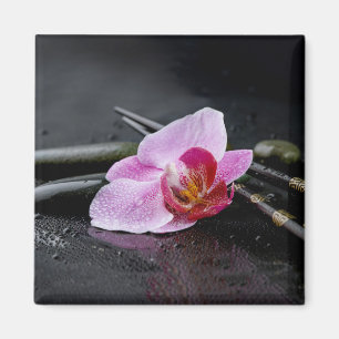 Black zen orchid magnet