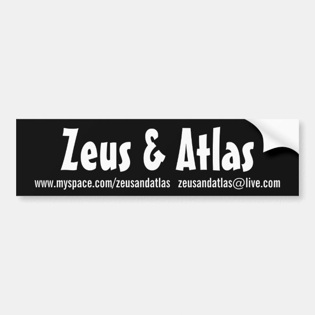 Black Zeus & Atlas Bumper Sticker (Front)