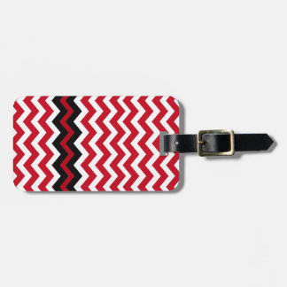Black Zigzag Border On Red and White Luggage Tag