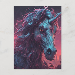 Black Zombie Unicorn Postcard