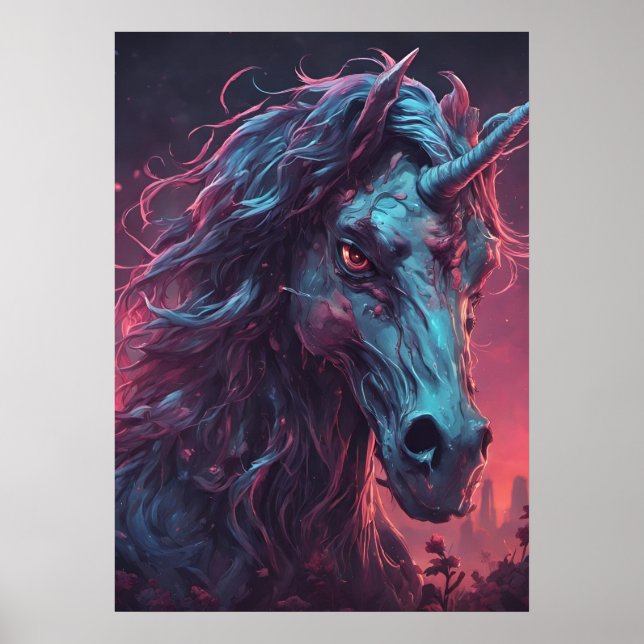 Black Zombie Unicorn  Poster (Front)