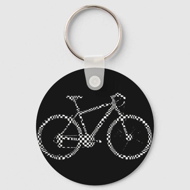 blackandwhite checked bike key ring (Front)