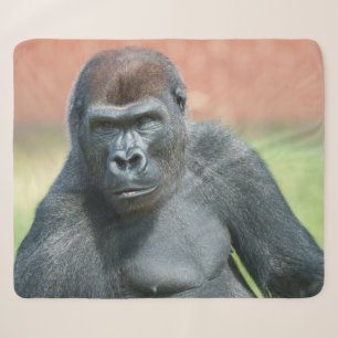 Blackback Gorilla Lope Portrait Sherpa Blanket